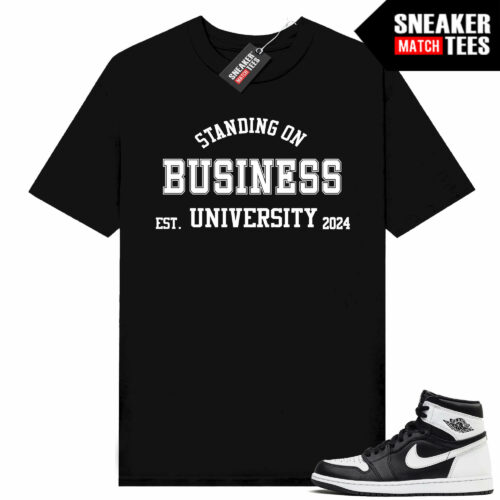 Jordan 1 Black White Sneaker Tees Match Black Business University