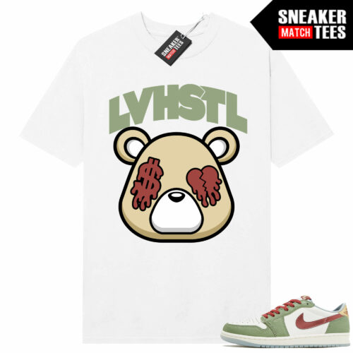 Jordan 1 Chinese New Year Sneaker Tees Match White LOVE HUSTLE Bear