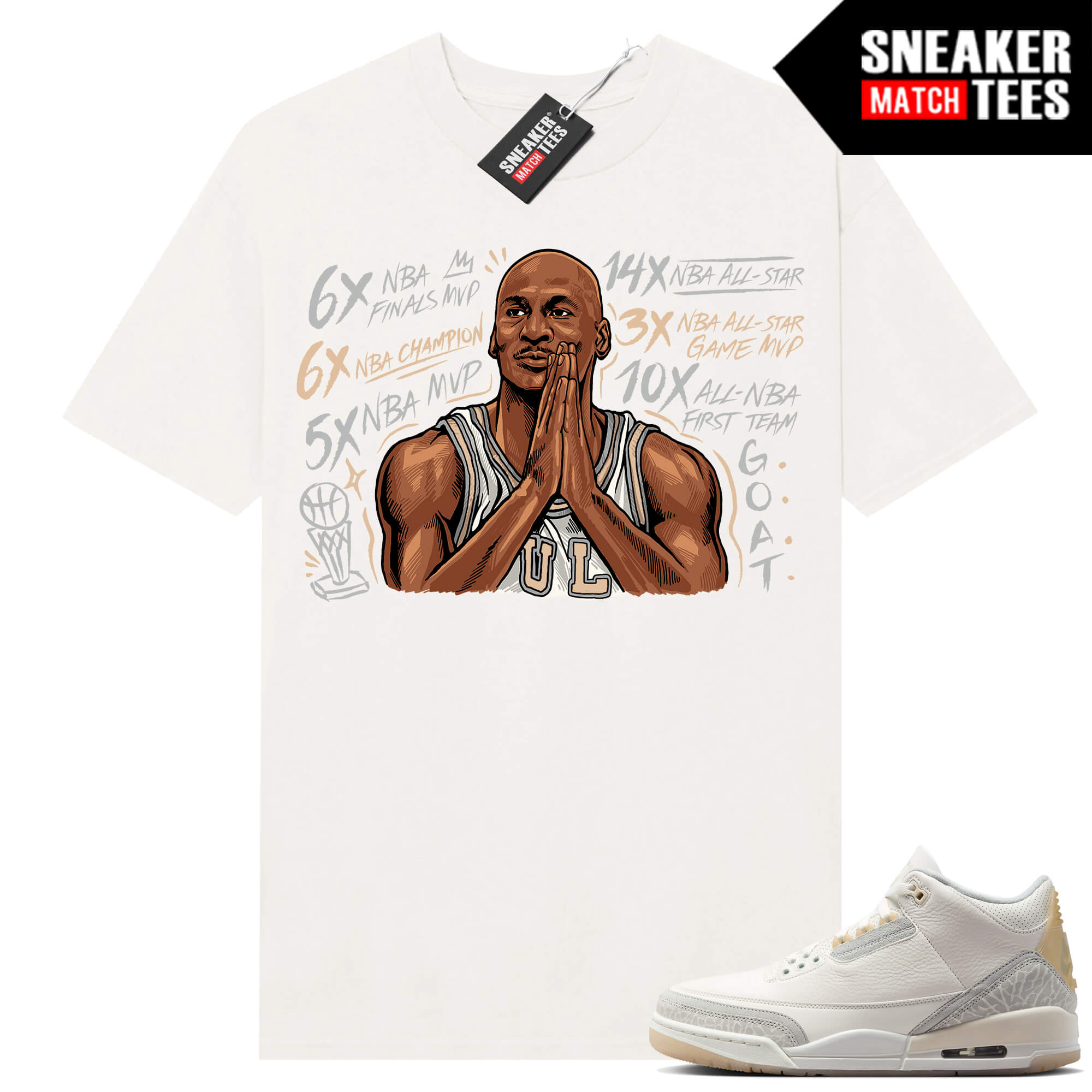 Jordan 3 Craft Ivory Sneaker Tees Matching Ivory Shirt MJ Acolades