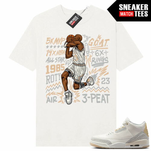 Jordan 3 Craft Ivory Grey Tees Matching Ivory Shirt MJ Goat