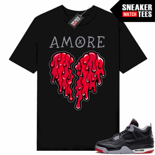 Jordan 4 Bred Reimagined Sneaker Tees Shirt Match Black Amore Melting Heart