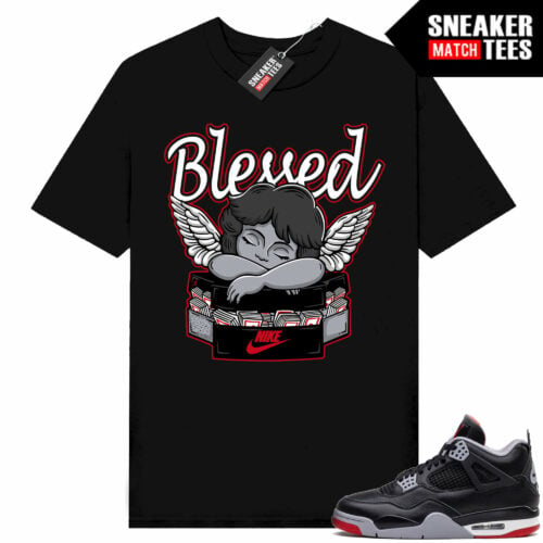 Jordan 4 Bred Reimagined Sneaker Tees Shirt Match Black Blessed
