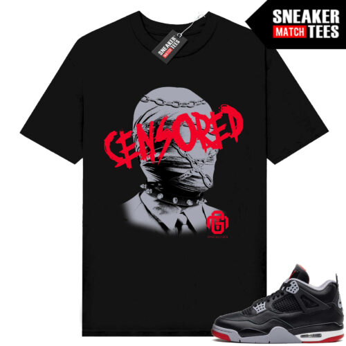 Jordan 4 Bred Reimagined Sneaker Tees Shirt Match Black Censored