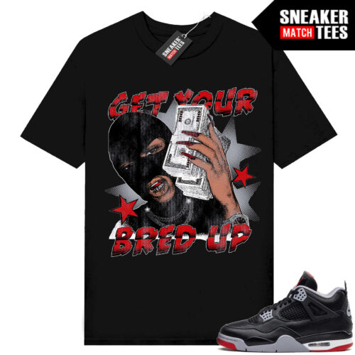 Jordan 4 Bred Reimagined Sneaker Tees Shirt Match Black Distress Get your Bred Up