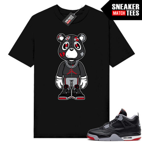 Jordan 4 Bred Reimagined Sneaker Tees Shirt Match Black Heartless Bear Toon