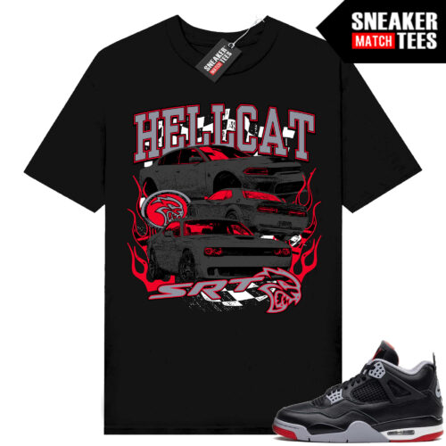 Jordan 4 Bred Reimagined Sneaker Tees Shirt Match Black Hellcat