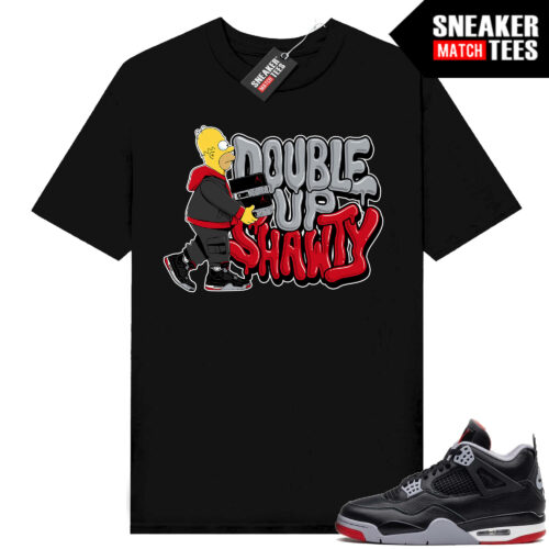 Jordan 4 Bred Reimagined Sneaker Tees Shirt Match Black Homer Double Up