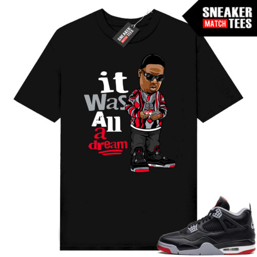 Jordan 4 Bred Reimagined Sneaker Tees Shirt Match Black It Was all A Dream