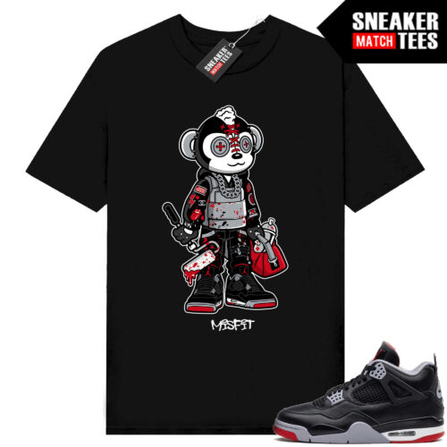 Jordan 4 Bred Reimagined Sneaker Tees Shirt Match Black Misfit Grafitti Chimp