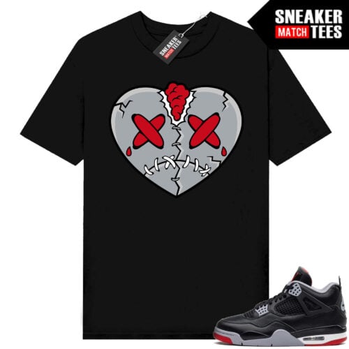 Jordan 4 Bred Reimagined Sneaker Tees Shirt Match Black No Fake Love Heart