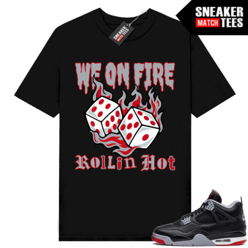 Jordan 4 Bred Reimagined Sneaker Tees Shirt Match Black On Fire