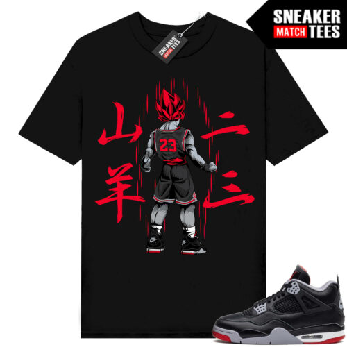 Jordan 4 Bred Reimagined Sneaker Tees Shirt Match Black Saiyan 23