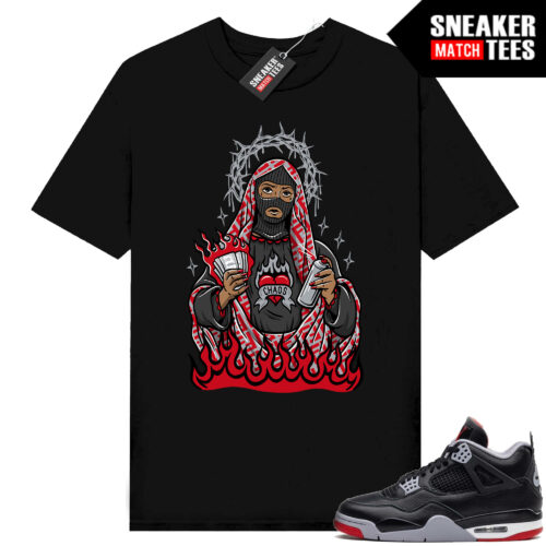 Jordan 4 Bred Reimagined Sneaker Tees Shirt Match Black Trap Saint