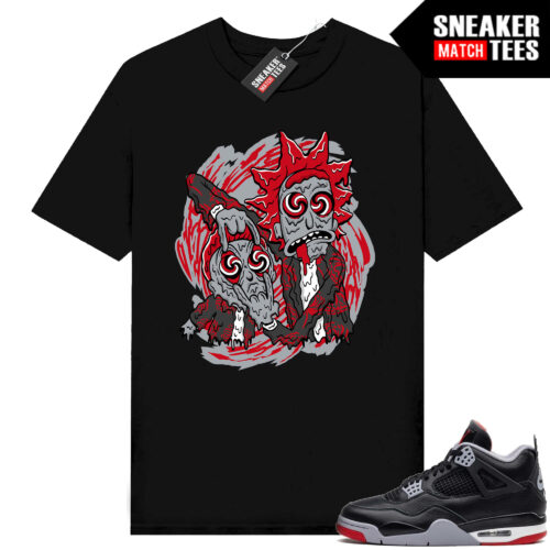 Jordan 4 Bred Reimagined Sneaker Tees Shirt Match Black Trippy Rick and Morty