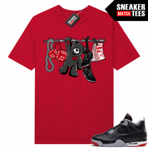 Jordan 4 Bred Reimagined Sneaker Tees Shirt Match Red Chillin Bear