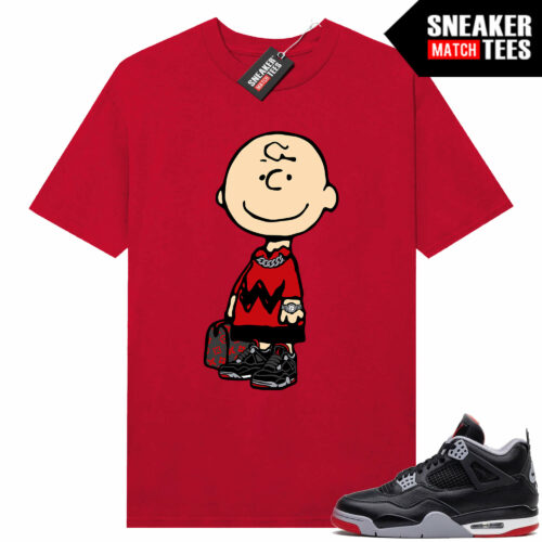 Jordan 4 Bred Reimagined Sneaker Tees Shirt Match Red Fly Charlie