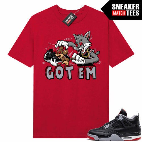 Jordan Japan 4 Bred Reimagined Sneaker Tees Shirt Match Red Got EM Cartoon