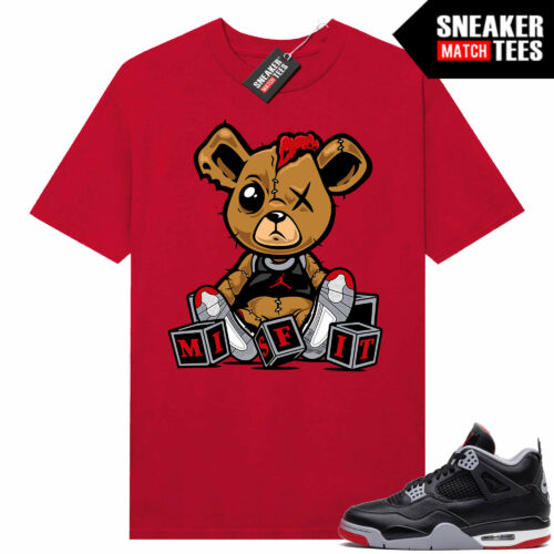 Jordan 4 Bred Reimagined Sneaker Tees Shirt Match Red Misfit Teddy