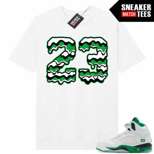 Jordan 5 Lucky Green Sneaker Tees Match White 23 Drip