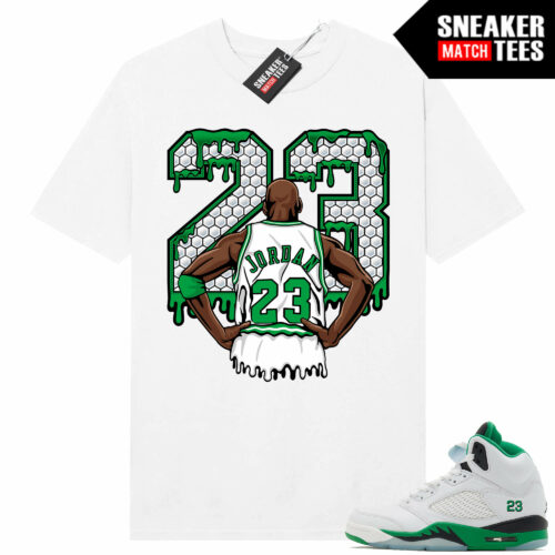 Jordan 5 Lucky Green Sneaker Tees Match White 23 MJ