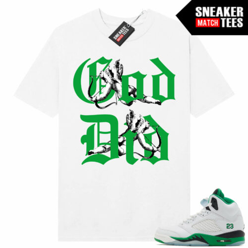 Jordan 5 Lucky Green Sneaker Tees Match White God Did