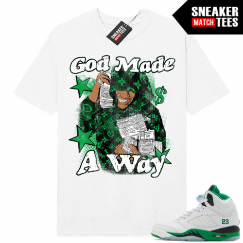 Jordan 5 Lucky Green Sneaker Tees Match White God Made A Way