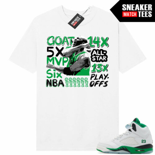 Jordan 5 Lucky Green Sneaker Tees Match White MJ Defining Moments