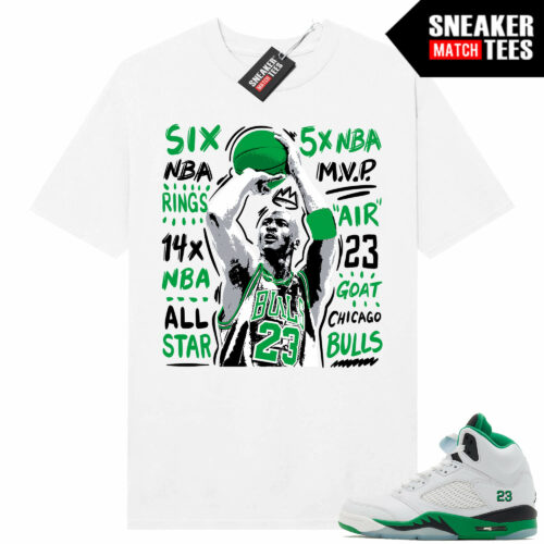 Jordan 5 Lucky Green Sneaker Tees Match White MJ Jumper
