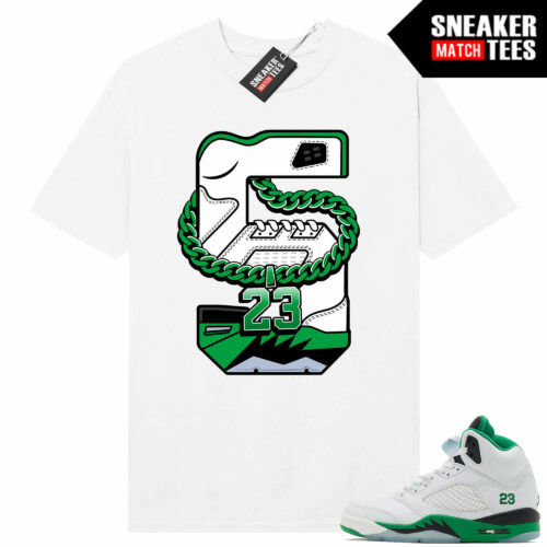 Jordan 5 Lucky Green Sneaker Tees Match White Retro 5