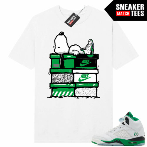 Jordan 5 Lucky Green Sneaker Tees Match White Sneakerhead Snoopy