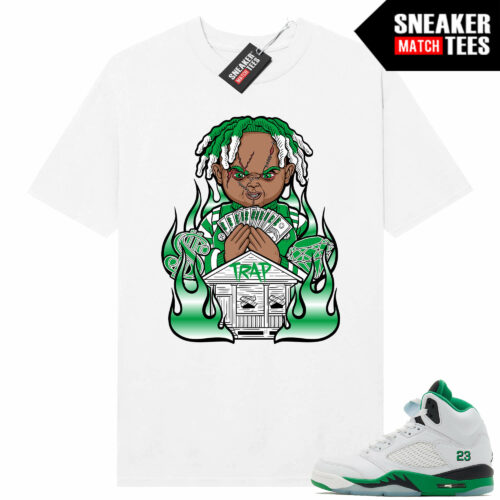 Jordan 5 Lucky Green Sneaker Tees Match White Trap Chucky