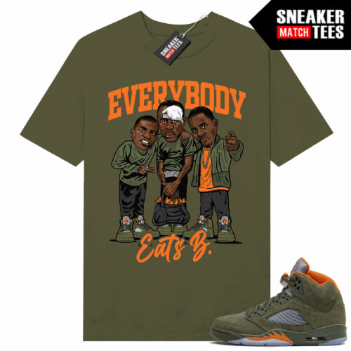 Jordan 5 Olive Green Sneaker lateral Match Olive Everybody Eats B