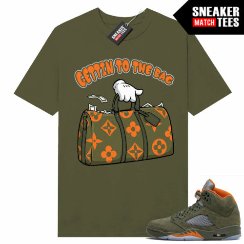 Jordan 5 Olive Green Sneaker Tees Match Olive Getting To the Bag