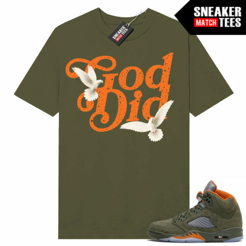 Jordan 5 Olive Green Sneaker Tees Match Olive God Did Doves