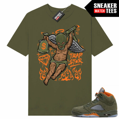 Jordan 5 Olive Green Sneaker Tees Match Olive Trapstar