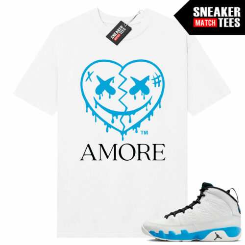 Jordan 9 Powder Blue Sneaker Tees Match White Shirt Amore Crazy Love Heart