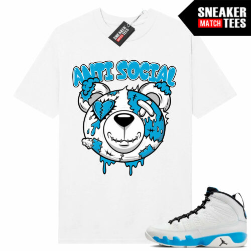 Jordan 9 Powder Blue Sneaker Tees Match White Shirt Anti Social Bear