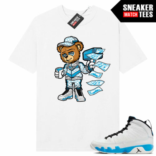 Jordan 9 Powder Blue Sneaker Tees Match White Shirt Cash Canon Bear