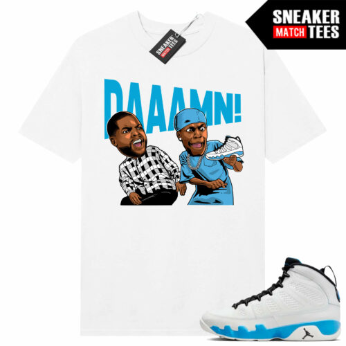 Jordan 9 Powder Blue Sneaker Tees Match White Shirt DAAAMN