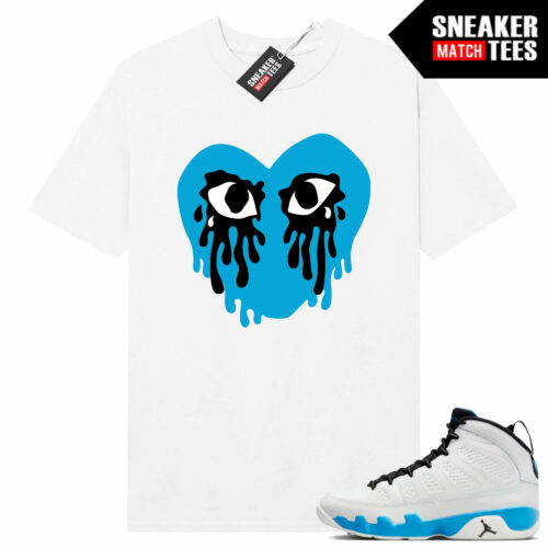 Jordan 9 Powder Blue Sneaker Tees Match White Shirt Drippy Crying Heart