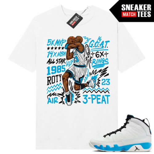 Jordan 9 Powder Blue Sneaker Tees Match White Shirt MJ Finesse