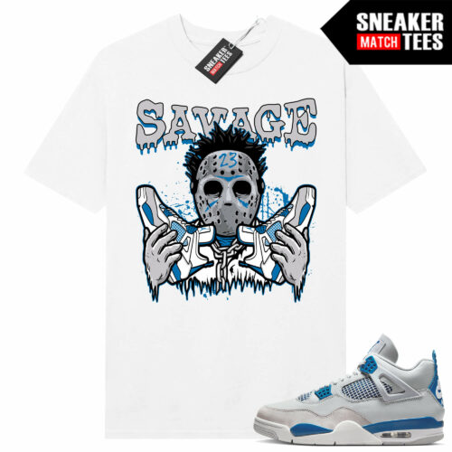 Military Blue 4s Sneaker Tees Match White 23 Savage