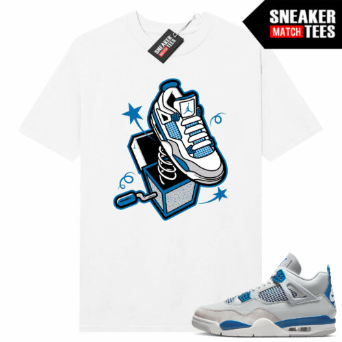 Military Blue 4s Sneaker Tees Match White 4s in the box