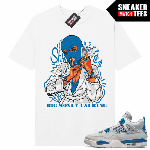 Military Blue 4s Sneaker Tees Match White Big Money Talking