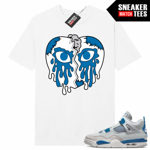 Military Blue 4s Sneaker Tees Match White Crying Heart