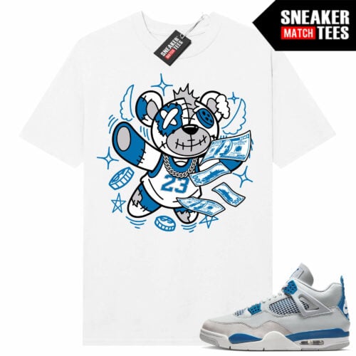 Military Blue 4s Sneaker Tees Match White Fly Bear