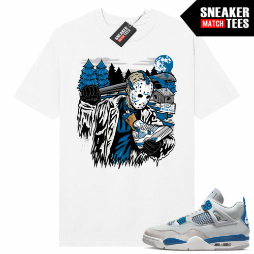 Military Blue 4s Sneaker Tees Match White Jason Crystal Lake