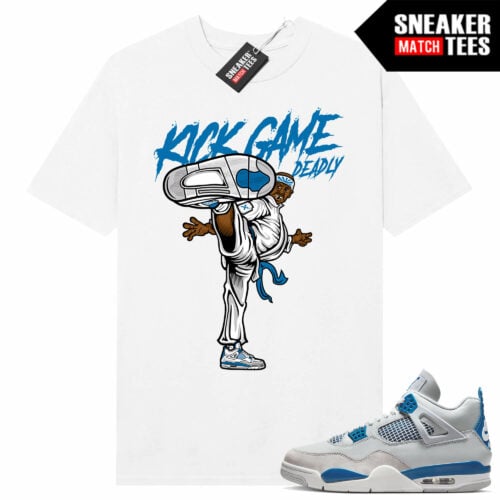 Military Blue 4s Sneaker Tees Match White Kick Game Deadly