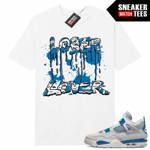 Military Blue 4s Sneaker Tees Match White Loser Lover