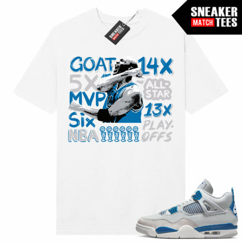 Military Blue 4s Sneaker Tees Match White MJ Defining Moments